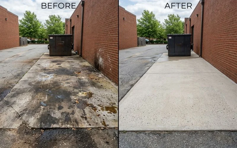 Before/after dumpster pad cleaning