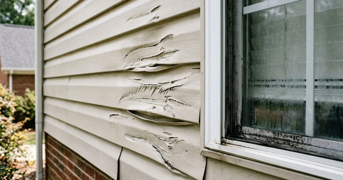 Damaged vinyl siding from DIY pressure washing