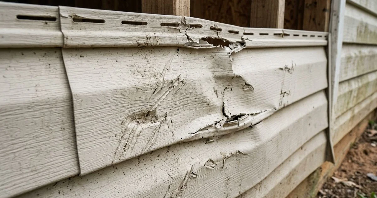 Vinyl siding gouged by over-pressure washing
