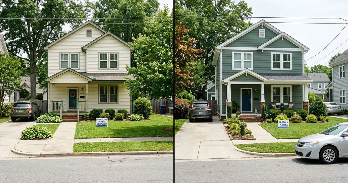 Wash vs repaint comparison on Raleigh home