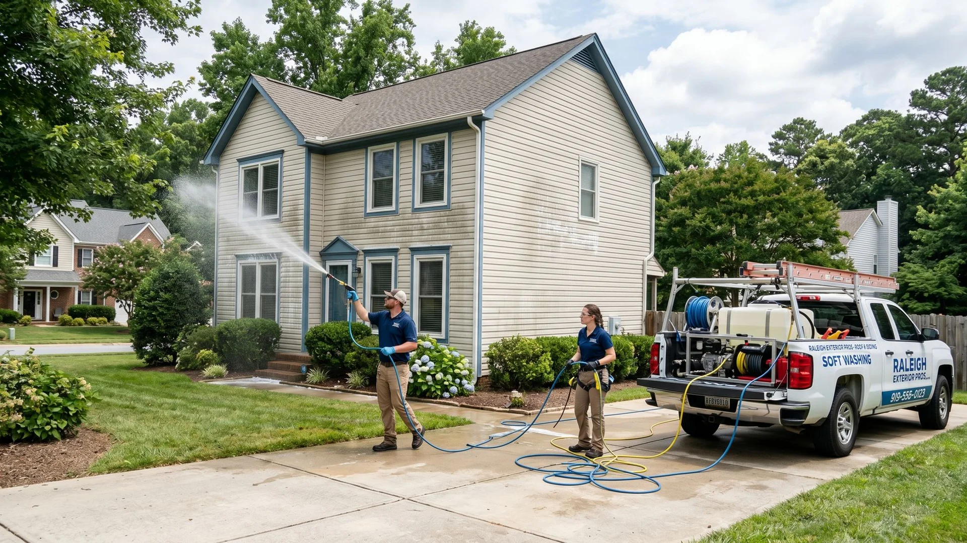 Elite Pressure Washing Raleigh crew at work